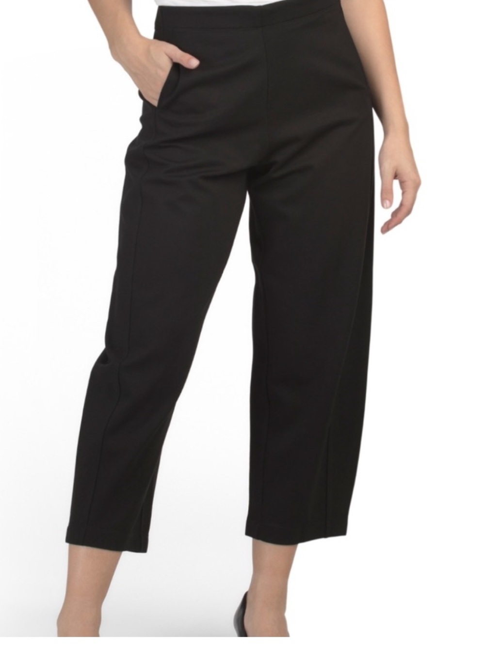 MAX STUDIO LONDON BLACK 
Knit Twill Barrel Leg Pants